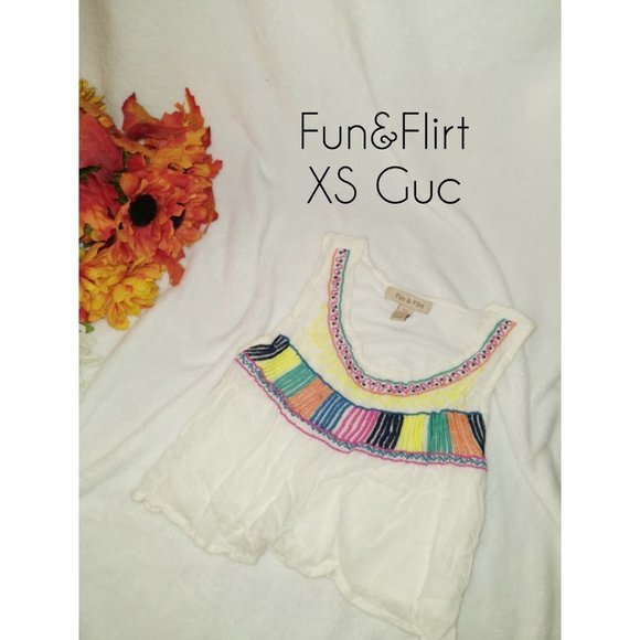 Fun & Flirt XS White Boho Crop Tank - Picture 2 of 2